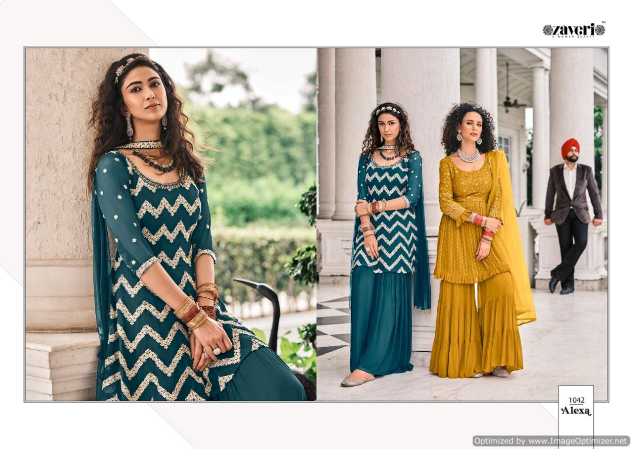 Zaveri Alexa Exclusive Festive Wear Designer Georgette With Embroidery Work Ready Made Collection